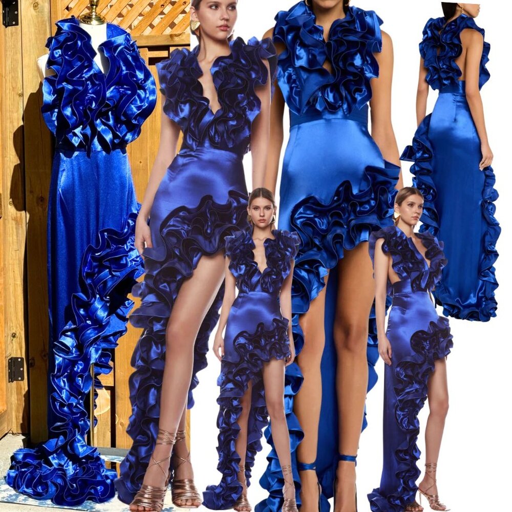 🆕 BRONX & BANCO 🧿 NWOT Aurora Cobalt Blue Gown, Sz XL / US 10